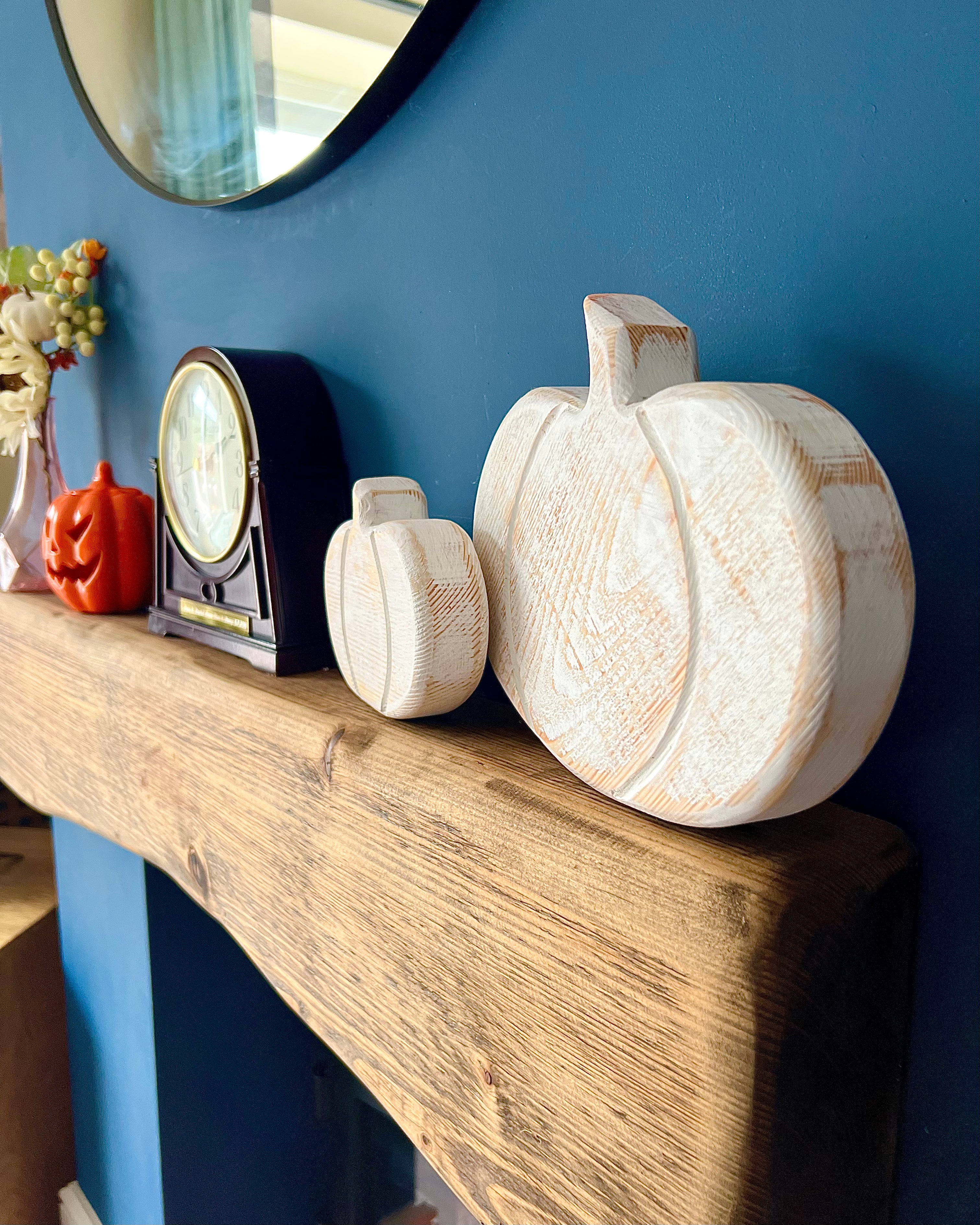 Wooden Pumpkin - White Wash