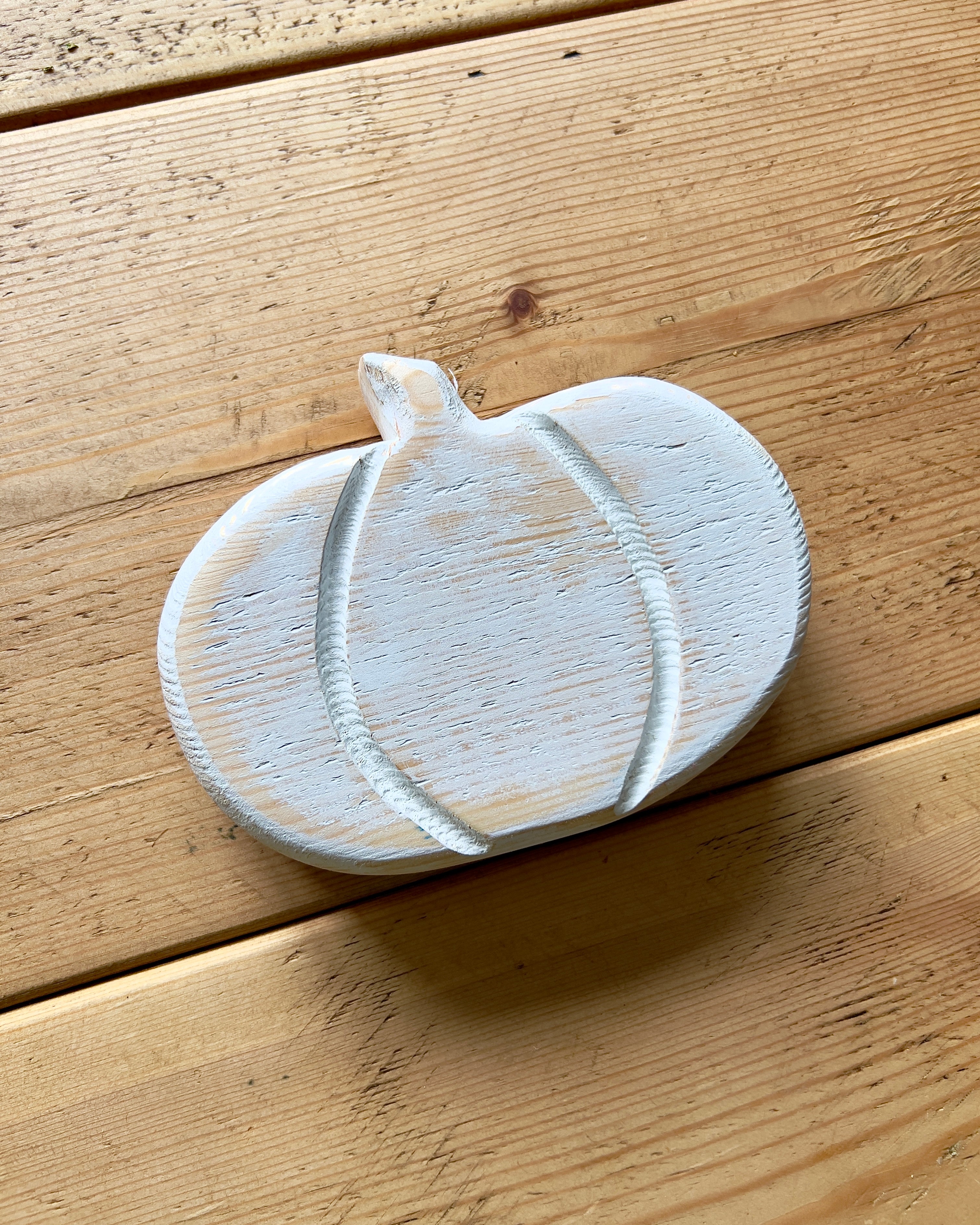Wooden Pumpkin - White Wash