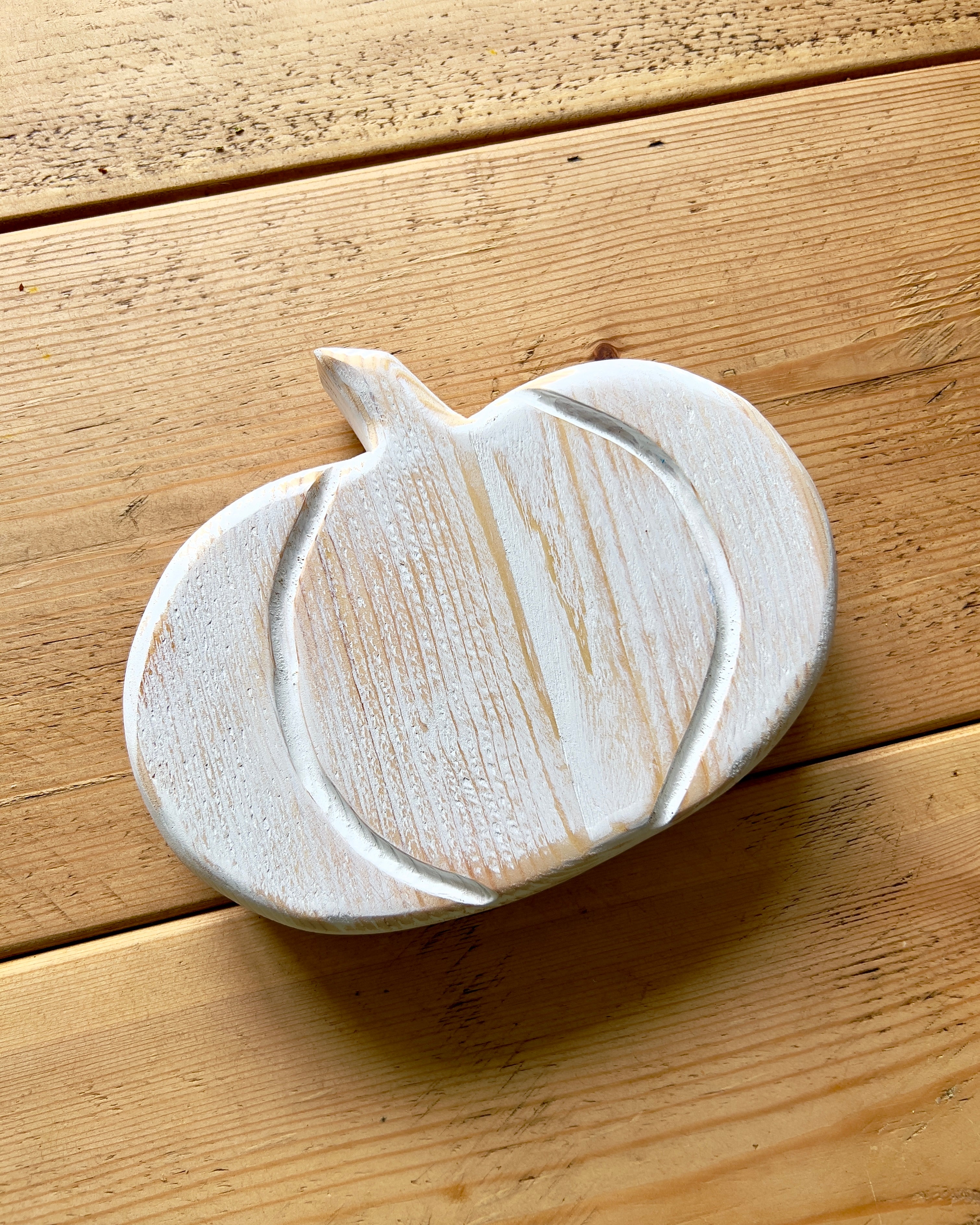 Wooden Pumpkin - White Wash