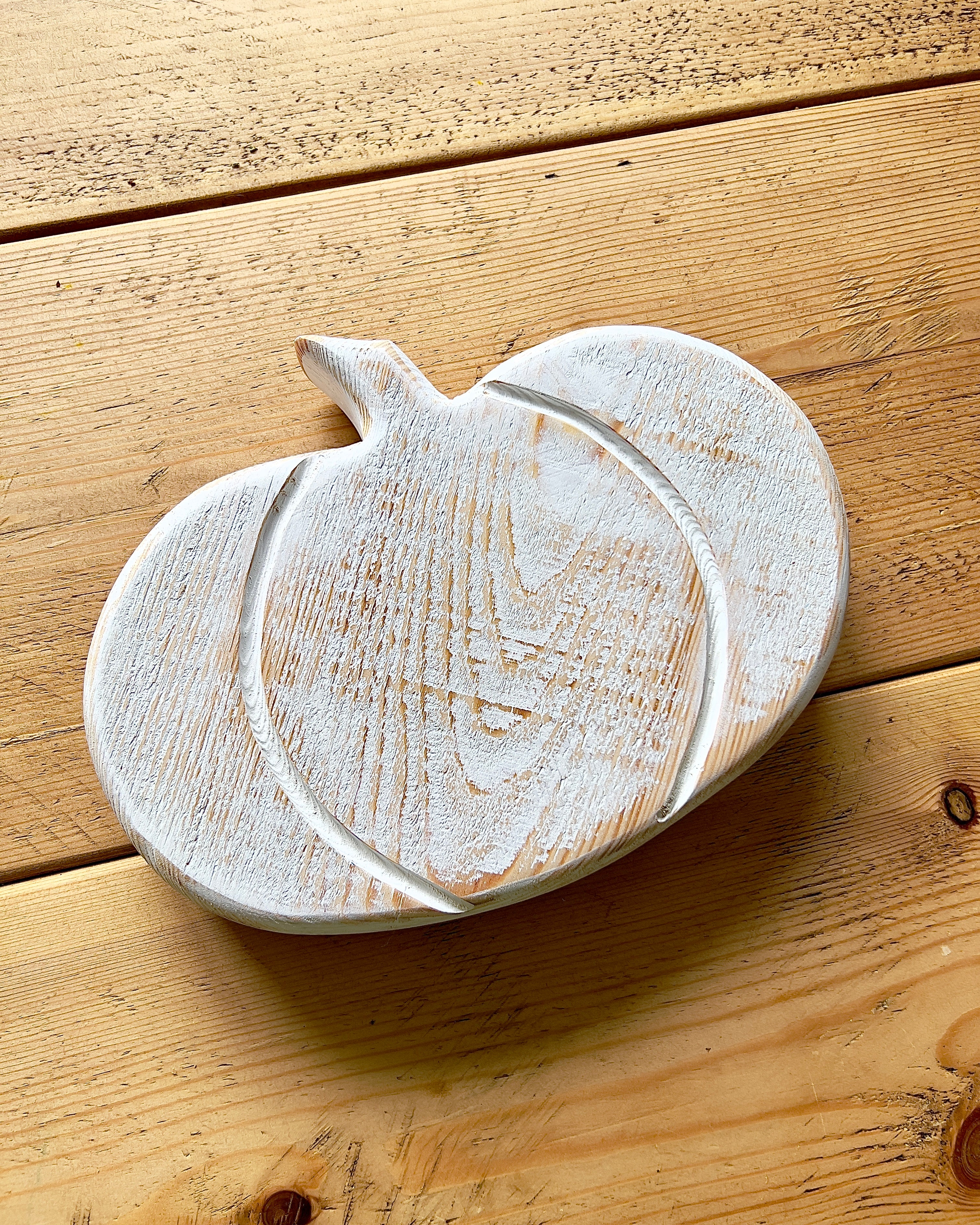 Wooden Pumpkin - White Wash