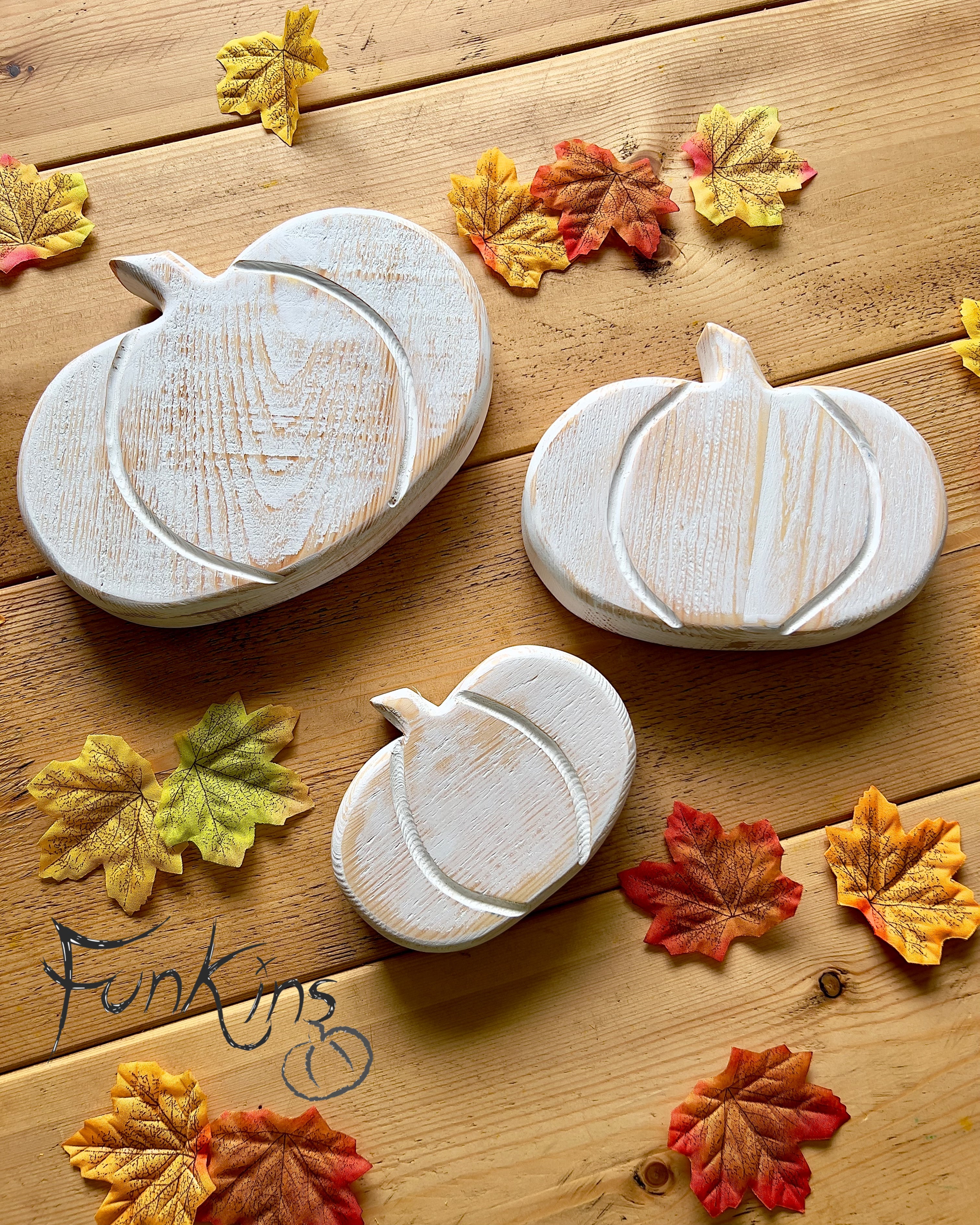 Wooden Pumpkin - White Wash