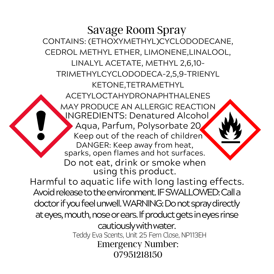 Savage 100ml Room Spray CLP