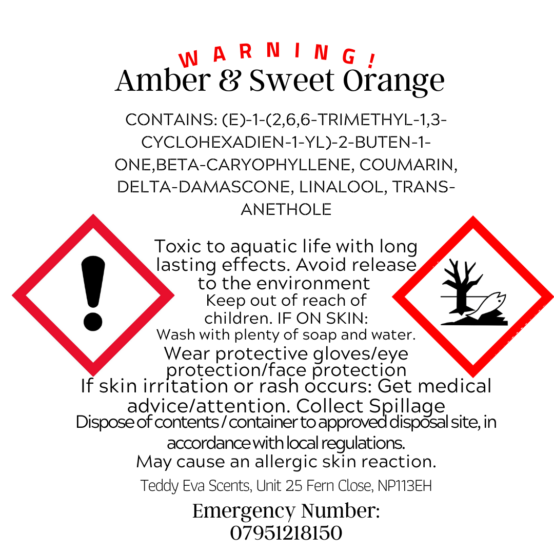 Amber and Sweet Orange Aroma Diffuser Oil - 10ml