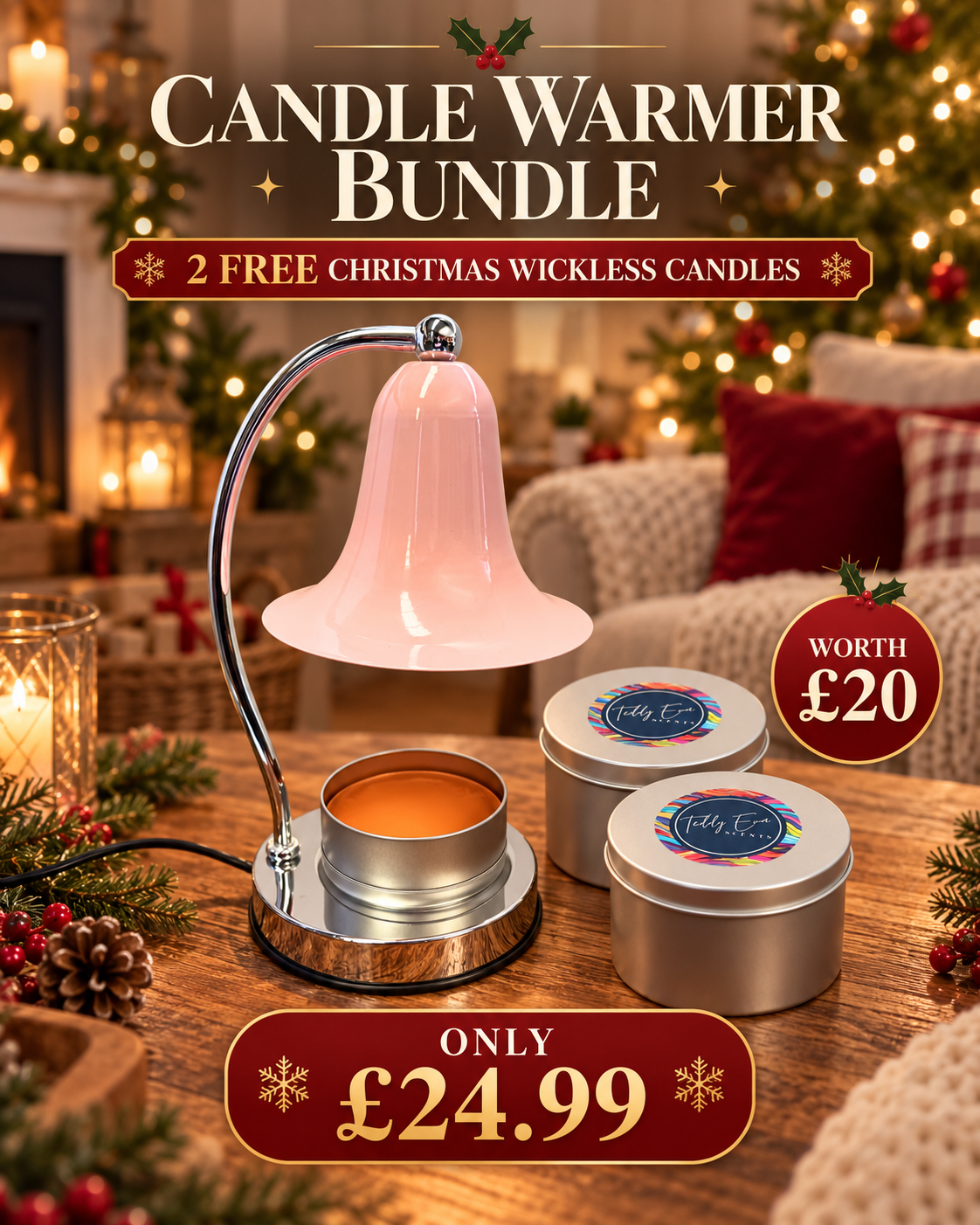 Christmas warmer bundle, pink candle warmer