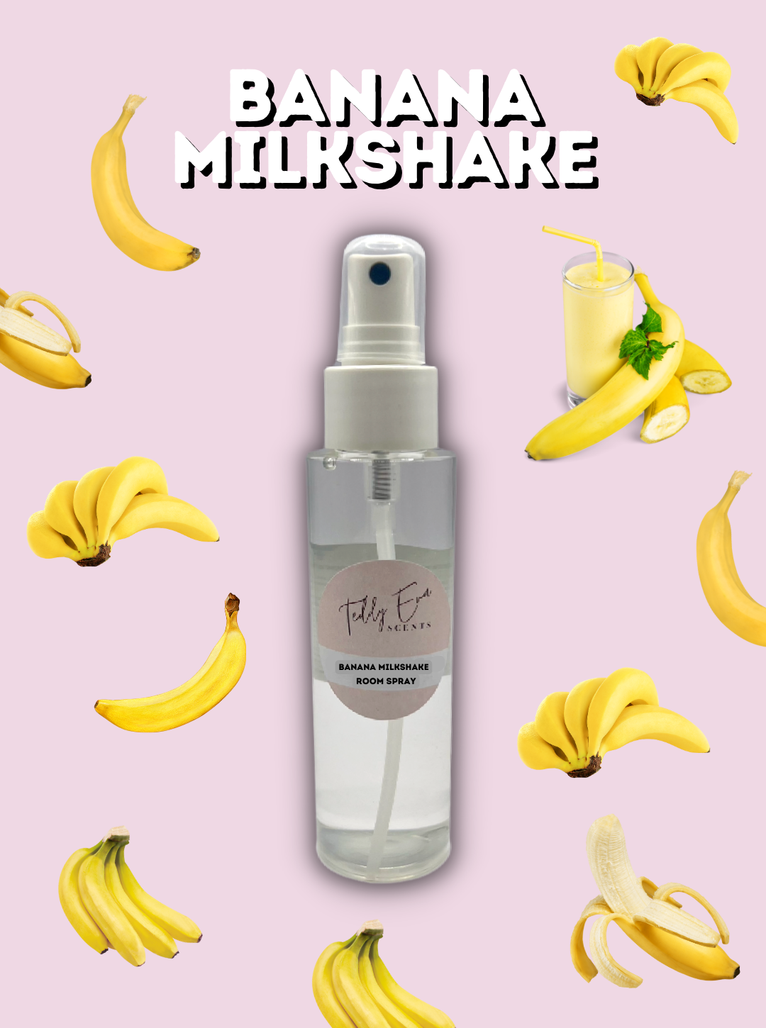 Do you like having a quick blast of freshness in your room via a spray bottle? Well welcome to our 100ml room sprays! This one is Banana Milkshake!