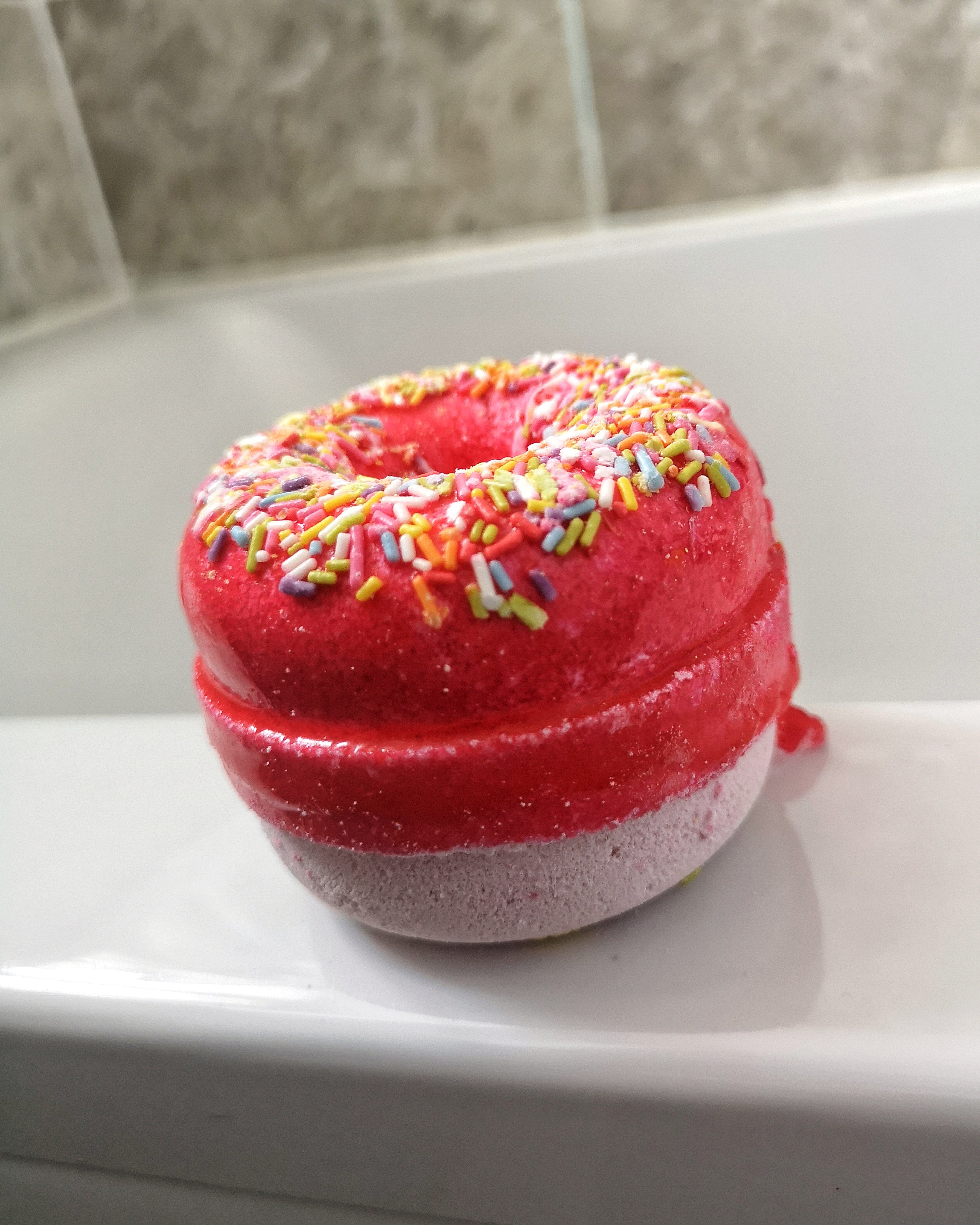 Strawberry & banana donut bath bombs